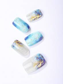 Tiras de gel de uñas semi curadas, beige gelatinoso, 16 piezas de envolturas de gel para uñas, pegatinas, se requiere luz UV, calidad de salón, de larga duración