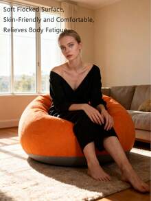 1pc Inflatable Bean Bag Chair - Portable Foldable Single Seater Slouchy Sofa, With Plush Wool, No Assembly Required, Mixed Color For Indoor/Outdoor Use, Camping And Home Relaxation, Inflatable Furniture, Indoor Relaxation, Modern Decor, Durable Plastic, Inflatable Camping Sofa, Inflatable Chair, Inflatable Bed, Air Sofa, Inflatable Armchair/Cinema Chair, Room Compressed Foam Armchair, Soft Armchair, Living Room Armchair, Living Room Sofa, Slouchy Sofa, Sofa, Bean Bag - Multicolor - View 14