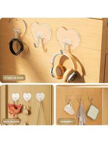 20/10/1 قطعة خطاف لاصق شفاف، رف تخزين متعدد الوظائف للتعليق، للمنزل والغرفة والحائط والباب والخزانة