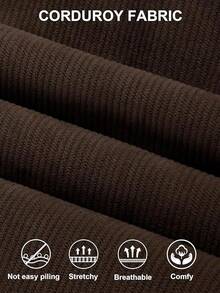 Men's Corduroy Shacket With 4 Pockets (Chest & Side Slant) Button Down Work Jackets Casual Long Sleeve Shirt Jackethalloween - 咖啡-1 - 查看 11