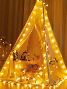 1 件 1.5/3/4.5/6/10/15 米家居装饰星形 LED 灯串，电池供电室内房间装饰仙女星灯，卧室装饰，墙壁装饰灯串，适用于婚礼装饰、派对装饰、圣诞树装饰灯串、户外花园装饰灯、家居装饰灯、装饰灯 - 黃色 - 查看 6