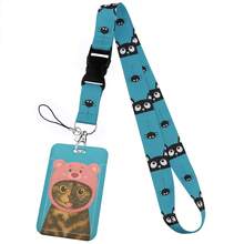 CX Lovely Kitten Manga Card Holder Badge Holder ID Card Lanyards Cell Phone Rope Key Lanyard Neck Straps Keychain Cats01 Christmas Gift