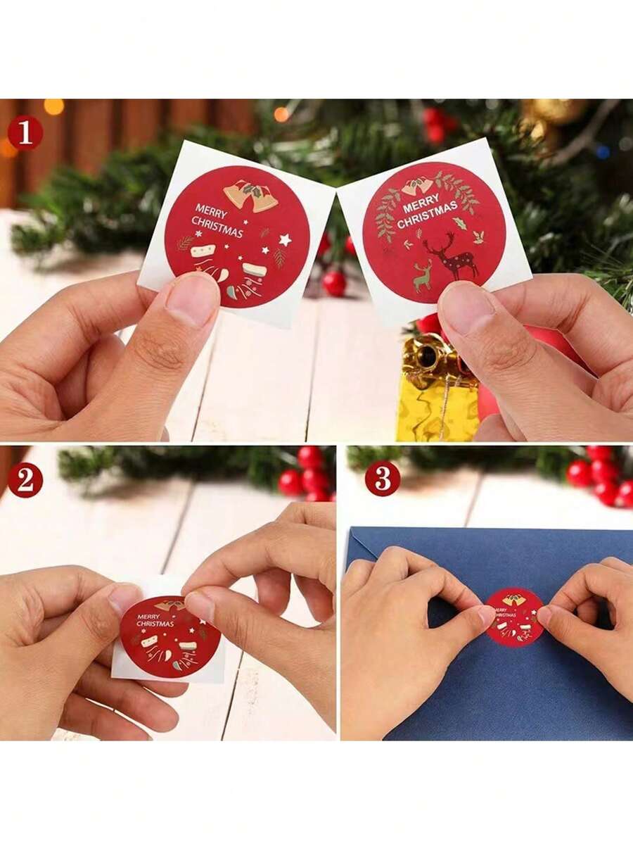 1 Rolle mit 500 Weihnachts-Aufklebern, Weihnachtsdekoration Etiketten-Aufkleber, Umschlag Aufkleber-Etiketten, Siegelaufkleber, Geschenkverpackung Ausschnitt-Aufkleber, Süßigkeitenverpackung Dekorationen, runde Party-Geschenkdekorationen, Frohe Weihnachten, Weihnachtsdekorationen, Weihnachtsfestdekorationen, Weihnachtsdekorationen, Weihnachtsgeschenke.