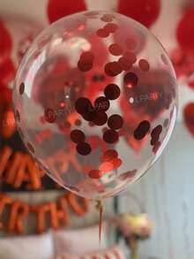 36件組紅色主題裝飾氣球，16英吋紅色「Happy Birthday」字母鋁箔氣球，18英吋紅色心形氣球，鋁箔亮片氣球，10英吋紅色乳膠氣球 - 紅色生日快樂 - 查看 8