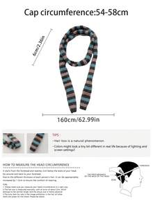 1 件色块针织窄围巾，时尚设计装饰性颈部保暖，适合秋冬季，情侣，Y2K 条纹色块女士长围巾，温暖百搭配饰 - 細長款 - 查看 2