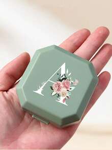 6-Compartment Portable Pill Box, Capsule Storage Case, Travel Medication Box, Pill Box, Mini Pill Box, With Floral Letter A-Z (Excluding Q/U), Pill Organizer, Travel Mini Pill Box, Moisture-Proof Pill And Vitamin Container, Medication Dispenser Organizer, Travel Home Camping Outdoor Hunting Medicine Storage Box, Pill Box, Pill Box, Medical Bag Travel Accessory Dorm Essential