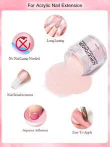 亚克力粉美甲套装，亚克力粉和液体套装，水晶液体套装配闪粉3D美甲刷，粉白透明美甲粉套装，适合初学者在家DIY，配有亚克力美甲刷。美甲 - 白色 - 查看 2