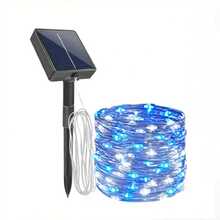 太阳能供电 LED 圣诞灯串 - 8 种模式，闪烁的仙女灯带光传感器，适合户外装饰，非常适合花园、露台、庭院和阳台 - 蓝色、白色、红色和绿色，圣诞装饰 - 紅綠色 - 查看 3