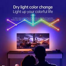 6/9/12通道智能RGB声控变色LED灯，1600万种颜色选择；蓝牙语音控制，DIY定制房间装饰灯；卧室氛围照明，电竞节奏灯；展览照明，无盲区；适用于卧室装饰、游戏室等。 - 彩色 - 查看 8