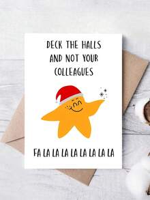 有趣的圣诞贺卡与信封 - 装饰大厅而不是你的同事，圣诞帽星卡通设计，非常适合朋友、家人、丈夫、儿子、节日贺卡 | 俏皮的设计 | 节日问候，圣诞贺卡