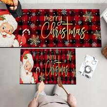 Felpudo con tema navideño, de poliéster, alfombra decorativa para el piso adecuada para la entrada del hogar, sala de estar, dormitorio y cocina