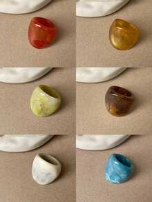 1 件波西米亚复古风格树脂戒指，适合日常佩戴和派对，优雅时尚的宽带戒指，是送给女朋友、妈妈、女儿的贴心礼物，适合情人节、母亲节、感恩节、狂欢节和音乐节（手工制作，颜色可能略有不同） - 樹脂戒指 - 查看 7