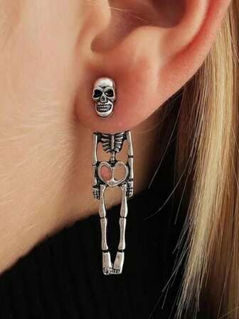 1 par de pendientes exagerados y creativos con diseño de calavera desmontable, adecuados para uso diario de las mujeres