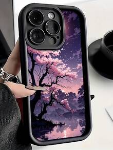 1 chiếc ốp lưng điện thoại TPU chống sốc, họa tiết cây hoa anh đào đen và mặt trăng, thiết kế cá nhân hóa, phủ toàn màn hình, tương thích với Apple 16, 15, 14, 13, 12, 11 Pro Max, phiên bản quốc tế, không phải phiên bản nội địa. - Nhiều màu - Xem 5