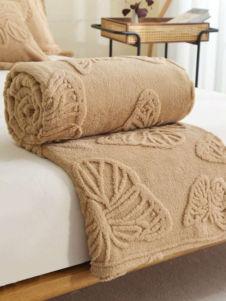 1 chiếc chăn lông cừu giả dệt hoa văn bướm Bohemian dày dặn, mềm mại và ấm áp, có thể dùng làm chăn ga gối đệm, chăn đắp, trang trí phòng khách, phòng ngủ, ký túc xá, văn phòng, ô tô, du lịch, dã ngoại, tiệc tùng, mọi mùa - Màu Khaki - Xem 1