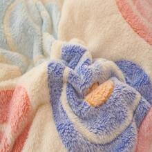 1pc Snowflake Fleece Floral & Heart Pattern Pink Duvet Cover, Warm Plush Comforter Cover For Bedroom, Suitable For Spring, Autumn & Winter - Multicolor - View 3