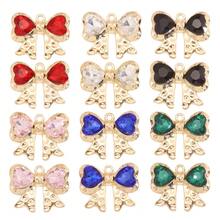 10pcs Mixed Shiny Colorful Heart, Crystal, Bow, Rabbit, Water Drop Elegant Alloy Pendants, Charms For Necklace, Earrings, DIY Jewelry Making - Gold - View 6