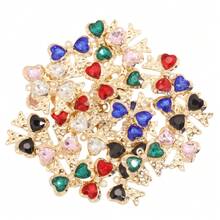 10pcs Mixed Shiny Colorful Heart, Crystal, Bow, Rabbit, Water Drop Elegant Alloy Pendants, Charms For Necklace, Earrings, DIY Jewelry Making - Gold - View 17