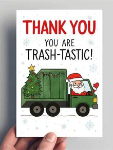 1 pieza Tarjeta de Navidad divertida de agradecimiento - Papá Noel fantástico con camión verde, saludo navideño humorístico para amigos, familia y colegas - Tarjeta de papel festiva con diseño rojo y blanco, sin baterías necesarias, Tarjeta de Navidad, Día de Navidad, Tarjetas de felicitación de Navidad, Diseño caprichoso, Ilustración juguetona, Material de papel de calidad, Mejor para Navidad