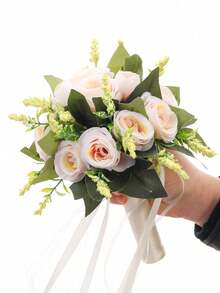 1 件全新人造紫玫瑰花束，伴娘、新娘婚礼用品，摄影道具，优雅浪漫婚礼装饰 - 紫色 - 查看 5