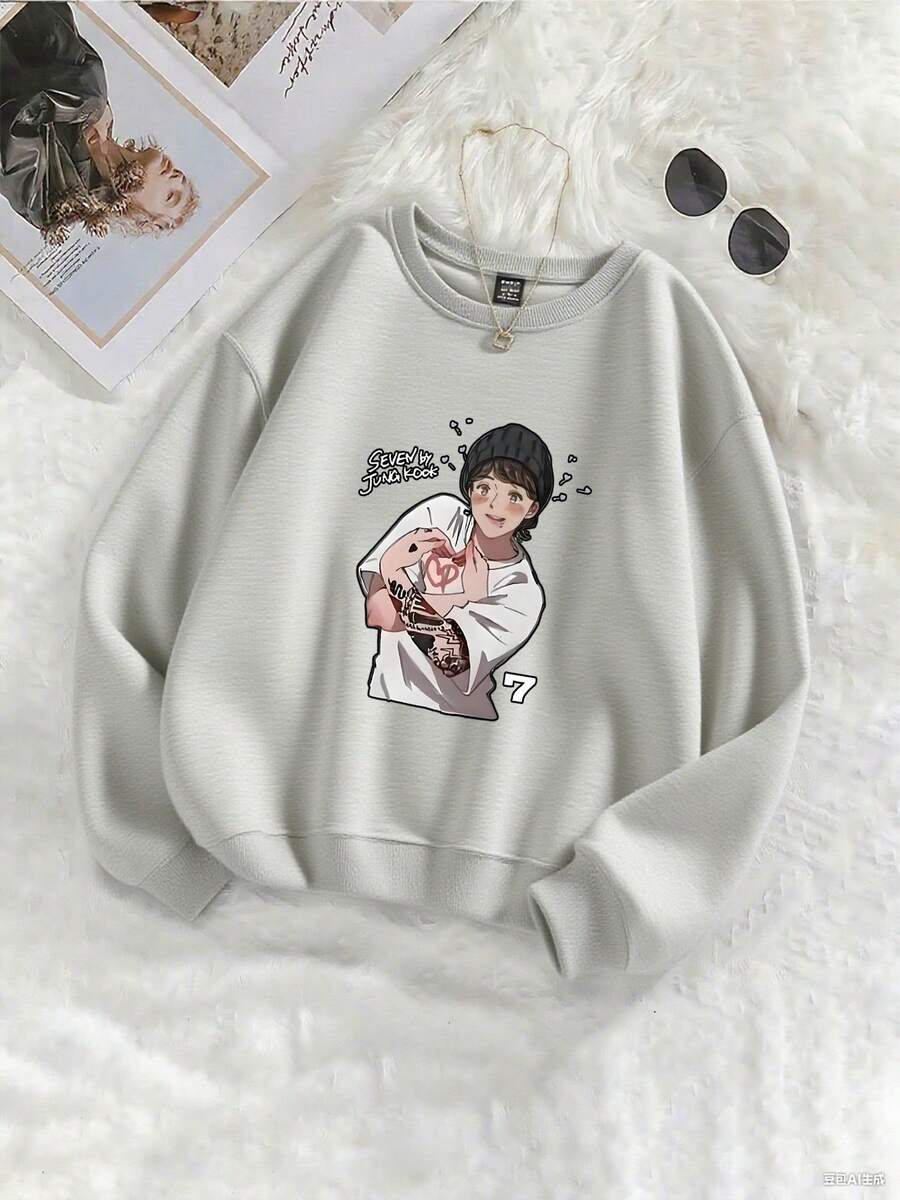Casual Women S T Shirt KPOP SEVEN 7 JUNG KOOK Female Short Sleeve Summer Harajuku Fashion Couple Kaw Pullover - 淺灰色 - 查看 1