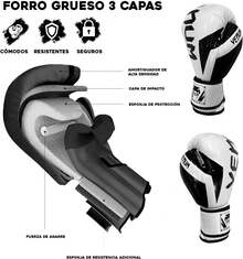 Guantes de Boxeo Venum Entrenamiento, Profesional, Resistencia, Comodidad, Alta Calidad, para Sparring, Kickboxing y Artes Marciales - Blanco - Ver 3