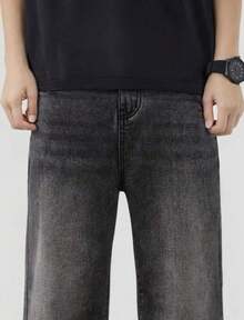 Boys' Jeans, Youth, Straight, Baggy, Gray, Black, Teenage Fashion, Premium Denim, 10 To 16 - 黑色 - 查看 2