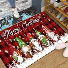 Felpudo con tema navideño, de poliéster, alfombra decorativa para el piso adecuada para la entrada del hogar, sala de estar, dormitorio y cocina
