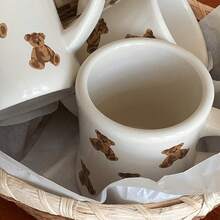 1 chiếc cốc sứ 11oz/cốc/tách cà phê/tách trà/tách matcha/tách sữa có họa tiết gấu dễ thương, có nhiều màu sắc bao gồm trắng, đen, hồng, vàng, xanh dương, cam, xanh lá cây, nhạy cảm với nhiệt, có thể tái sử dụng, dùng được trong máy rửa chén và lò vi sóng, đựng sữa, cà phê, trà, v.v. - Màu be - Xem 8