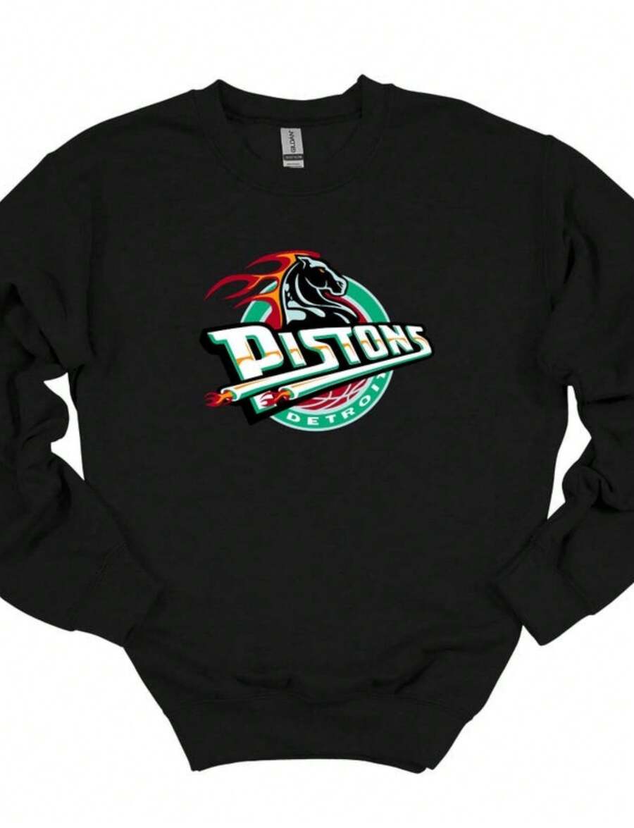 Vintage Pistons Crewneck Retro Throwback 90s Golden Era Basketball Vintage Sweatshirt Bad  Thomas Hardcore (3) - 黑色 - 查看 1