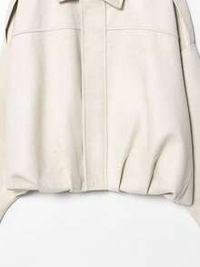 DEEKA Casual Versatile Suede-Like Bomber Jacket For Women, Spring/Autumn - Beige - View 4