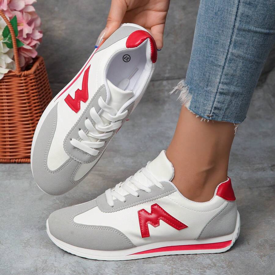 New Style Of Small White Shoes, Fashionable And Versatile For Female Students, Thick-Soled Height-Increasing Sports Shoes, Casual Shoes, Large Size - 紅色 - 查看 1
