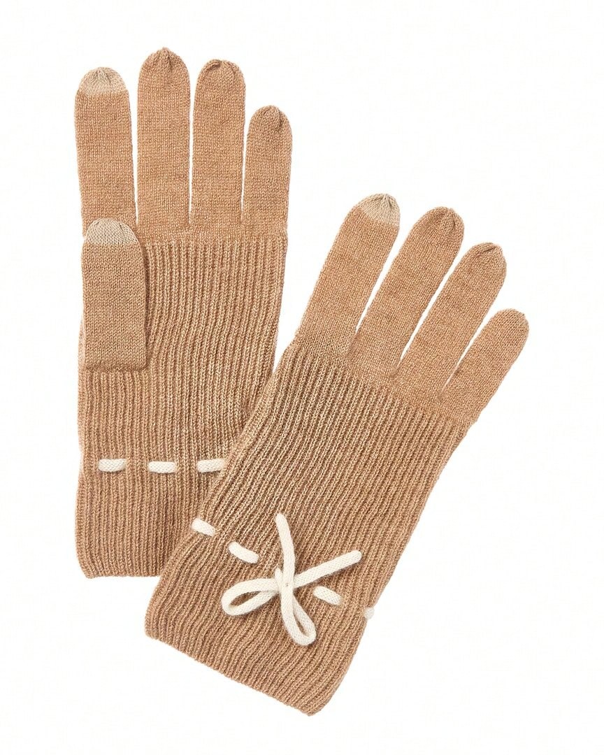 Forte Cashmere Mini Bow Cashmere Gloves - 棕色 - 查看 1
