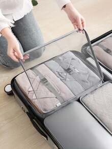 9件套旅行行李收纳套装 - 包括收纳袋、洗漱包、压缩袋、衣物袋、化妆包、鞋袋、洗衣袋，非常适合收纳化妆品、护肤品、彩妆、珠宝、文具、电子产品，也是节日礼物的理想之选。 - 灰色 - 查看 7