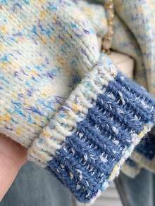 Winter Snowflake Embroidered Knit Cardigan Women – Cozy Festive Cardigan For Christmas Holiday - Apricot - View 5