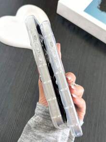 电镀心形钻石防摔波浪边框手机保护壳适用于 17/17Pro/17Air/17ProMax/16/15/14/13/12/11/X/XS/XR/Mini/Pro Max/Pro/Plus，环氧软壳 - 白色 - 查看 6