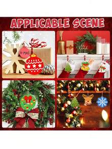 10 قطعة من شرائح الخشب المطلية باليد للزينة الكريسماسية DIY، تشمل 1 ملصق من الراين، 12 قلم ملون، لوح خشبي مقطع بالليزر كزينة شجرة ، قلادة للرسم للأطفال