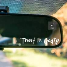 1pc White Bible Church Mirror Sticker - Trust In God, Faith Hope In Love, Self-Adhesive Shiny Look, Religious Gift For Teachers, "Trust In God" With Heart Pattern - Christian Church Decoration For Church, Home - White - View 1