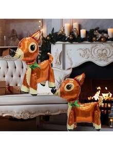 2 Peças Balões de Alumínio em Forma de Rena Estéreo 4D, Decoração de Natal