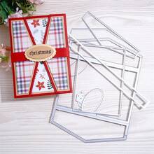 1pc Christmas Folding Card Frame Metal Die Cutting Mold, Silver Gray, Suitable For Scrapbooking Decoration, DIY Scrapbooking Paper Art, Embossing Craft, Handmade Crafts And Card Making, Greeting Card Metal Die Cutting Mold - Silver Gray - View 2
