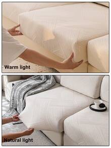 1 件纯色毛绒全覆盖沙发套，宠物友好，防污，可机洗，适合所有季节，圣诞节和新年假期家居装饰，沙发保护套适用于 1/2/3/4 座沙发 - 米色 - 查看 7