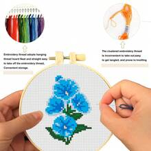 12pcs Fruit & Floral Cross Stitch DIY Kit, Includes Various Patterns, Full Set With Needles & Threads, 11CT Pre-Printed Embroidery Cloth, Handmade DIY Decorative Painting, Wall Hanging, Holiday Gift, Home Decor