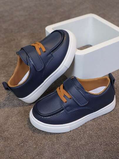 1 par de zapatillas de lona unisex para niños, zapatos casuales para estudiantes, zapatos deportivos para vacaciones al aire libre, zapatos para correr antideslizantes y resistentes al desgaste, zapatos de campus cómodos de piel de PU, para primavera/otoño