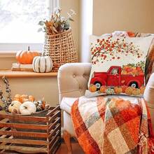 EstiloJuego De 4 Fundas De Almohada De OtoñO De 18 X 18 Pulgadas, Funda De CojíN De Lino Para Sofá, DecoracióN De OtoñO, Adecuado Para La DecoracióN Del Hogar (Estilo D)VersióN Mejorada - Estilo D - Ver 8
