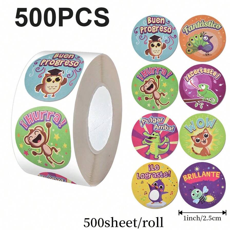 500 Stickers/Roll Of Toy Reward Labels, Incentive Stickers, Adhesive Stickers, Decorative Sealing Stickers