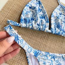 Printed Bikini Set, Summer Beachwear - Blue - View 1