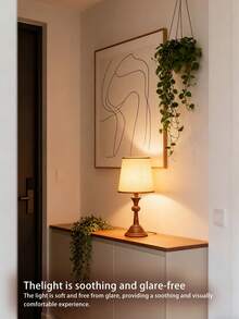 1 buc Lampă de birou LED cu model metalic, cu granulație din lemn, abajur plisat din material textil retro, lumină moale, stil nordic, italian, living rustic, dormitor, birou de citit minimalist modern, birou de studiu, personalizat, creativ minimalist, decor cu lumină caldă, lumină caldă multifuncțională, camping, atmosferă elegantă romantică, lumină de noapte de noptieră - Multicolor - Vizualizare 4