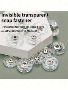 10/20pcs Super Transparent Invisible Buttons - Secure, Invisible Fasteners Suitable For Sweaters And Shirts, Concealed Design With Delicate Round Rings, Great For Knits And Jackets, Easy To Sew For Firm Fixation, Sewing Accessories - Transparent - View 2