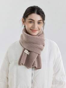 1 szt. Jednokolorowy szalik, elegancki i wszechstronny na jesień/zimę, przyjazny dla skóry, teksturowany w paski, odpowiedni na wyjścia, randki, do noszenia na co dzień lub do pracy