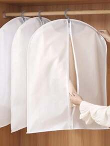 1/5pcs Translucent White PEVA Hanging Garment Storage Bags, Breathable Suit Covers, Unisex, Full-Length Zipper, Anti-Moth Anti-Dust Clothing Protector, Suitable For Winter Coats, Dresses, Suits, Closet Storage, Modern Minimalist Design Set - Multicolor - View 5